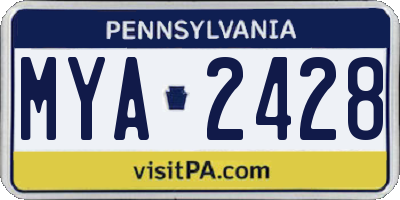 PA license plate MYA2428
