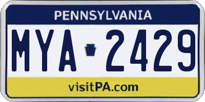 PA license plate MYA2429