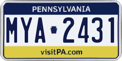 PA license plate MYA2431