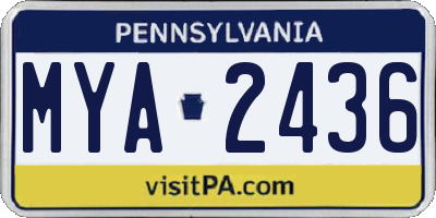 PA license plate MYA2436