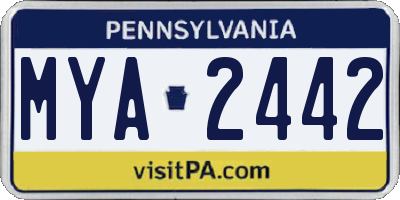 PA license plate MYA2442