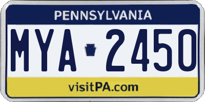 PA license plate MYA2450