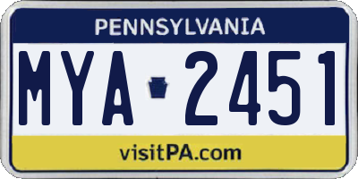 PA license plate MYA2451