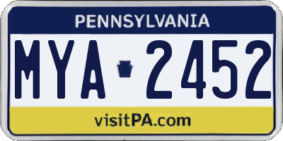PA license plate MYA2452