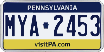 PA license plate MYA2453