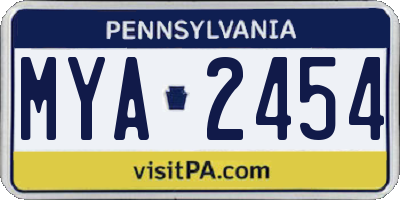 PA license plate MYA2454