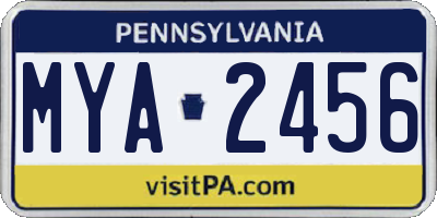 PA license plate MYA2456