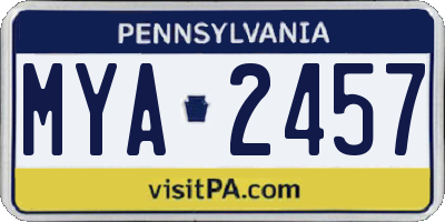 PA license plate MYA2457
