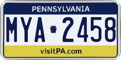 PA license plate MYA2458