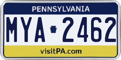 PA license plate MYA2462