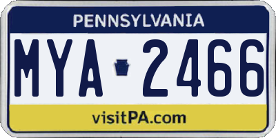 PA license plate MYA2466