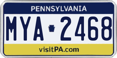 PA license plate MYA2468