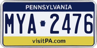 PA license plate MYA2476