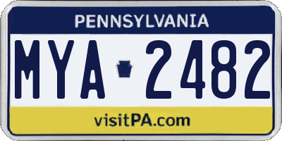 PA license plate MYA2482