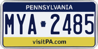 PA license plate MYA2485