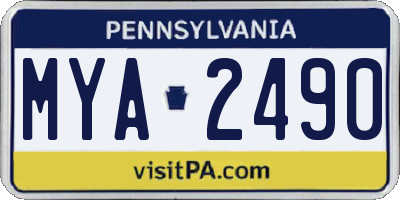 PA license plate MYA2490