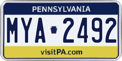PA license plate MYA2492