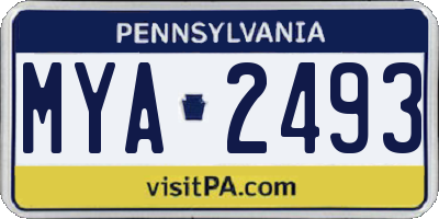 PA license plate MYA2493