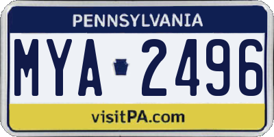 PA license plate MYA2496