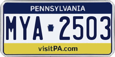 PA license plate MYA2503