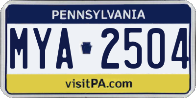 PA license plate MYA2504