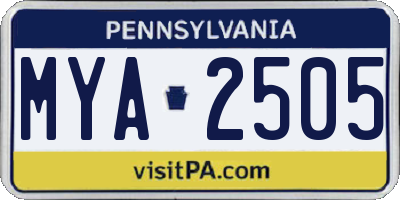 PA license plate MYA2505