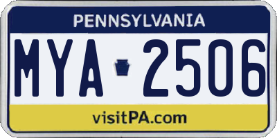 PA license plate MYA2506
