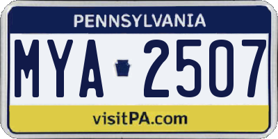 PA license plate MYA2507