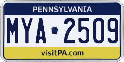 PA license plate MYA2509