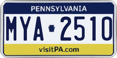 PA license plate MYA2510