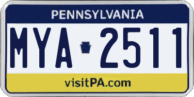 PA license plate MYA2511