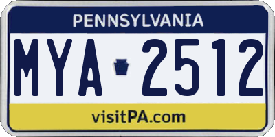 PA license plate MYA2512