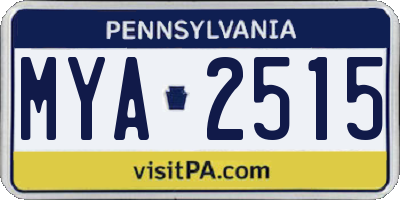 PA license plate MYA2515