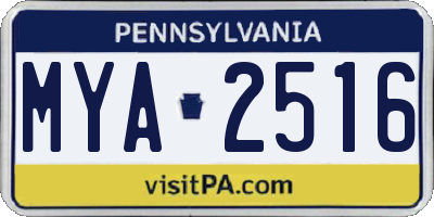 PA license plate MYA2516