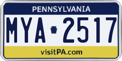 PA license plate MYA2517