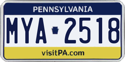 PA license plate MYA2518