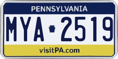 PA license plate MYA2519