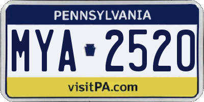 PA license plate MYA2520