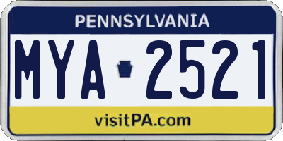 PA license plate MYA2521