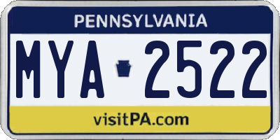 PA license plate MYA2522