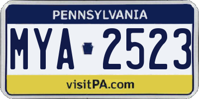 PA license plate MYA2523