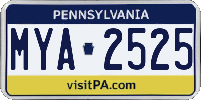PA license plate MYA2525