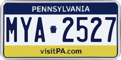 PA license plate MYA2527