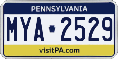 PA license plate MYA2529