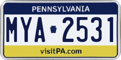 PA license plate MYA2531