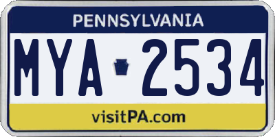 PA license plate MYA2534