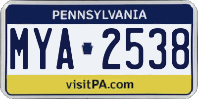PA license plate MYA2538