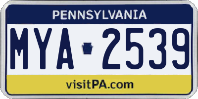 PA license plate MYA2539