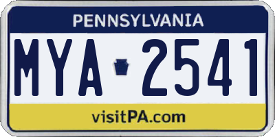 PA license plate MYA2541