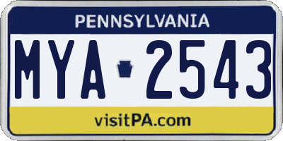 PA license plate MYA2543